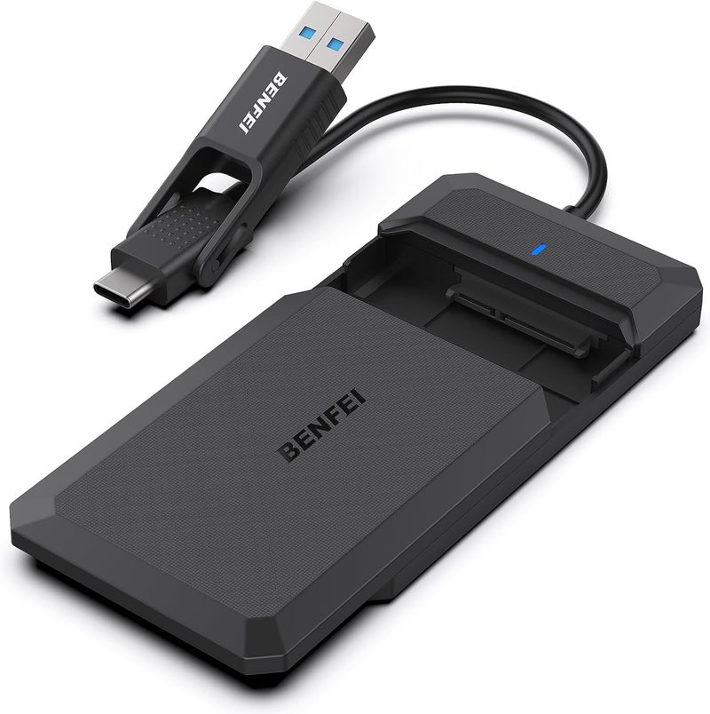 Benfei حاوية قرص صلب خارجي SATA إلى USB بدون أدوات بحجم 2.5 بوصة، متوافقة مع USB Type-C/Type-A لقرص SSD بحجم 2.5 بوصة (محسّنة لقرص SSD، تدعم UASP) - Image 1